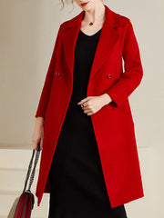 Derpai Midilanger Wollmantel mit Taschen Damen modisch casual