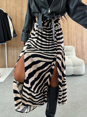 Cocolii longue jupe ray¨¦ l¨¦opard fendu le c?t¨¦ femme ¨¦l¨¦gant d¨¦contract¨¦ mode