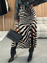 Cocolii longue jupe ray¨¦ l¨¦opard fendu le c?t¨¦ femme ¨¦l¨¦gant d¨¦contract¨¦ mode