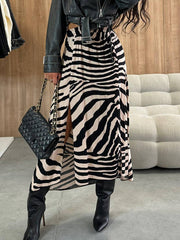 Cocolii longue jupe ray¨¦ l¨¦opard fendu le c?t¨¦ femme ¨¦l¨¦gant d¨¦contract¨¦ mode