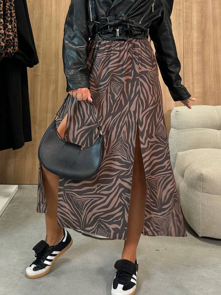Cocolii longue jupe ray¨¦ l¨¦opard fendu le c?t¨¦ femme ¨¦l¨¦gant d¨¦contract¨¦ mode
