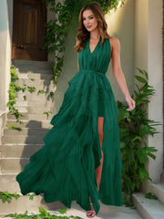 Cocolii robe longue v-cou irr¨¦guli¨¨re tulle fendu le c?t¨¦ sans manches femme doux ¨¦l¨¦gant anniversaire c¨¦r¨¦monie