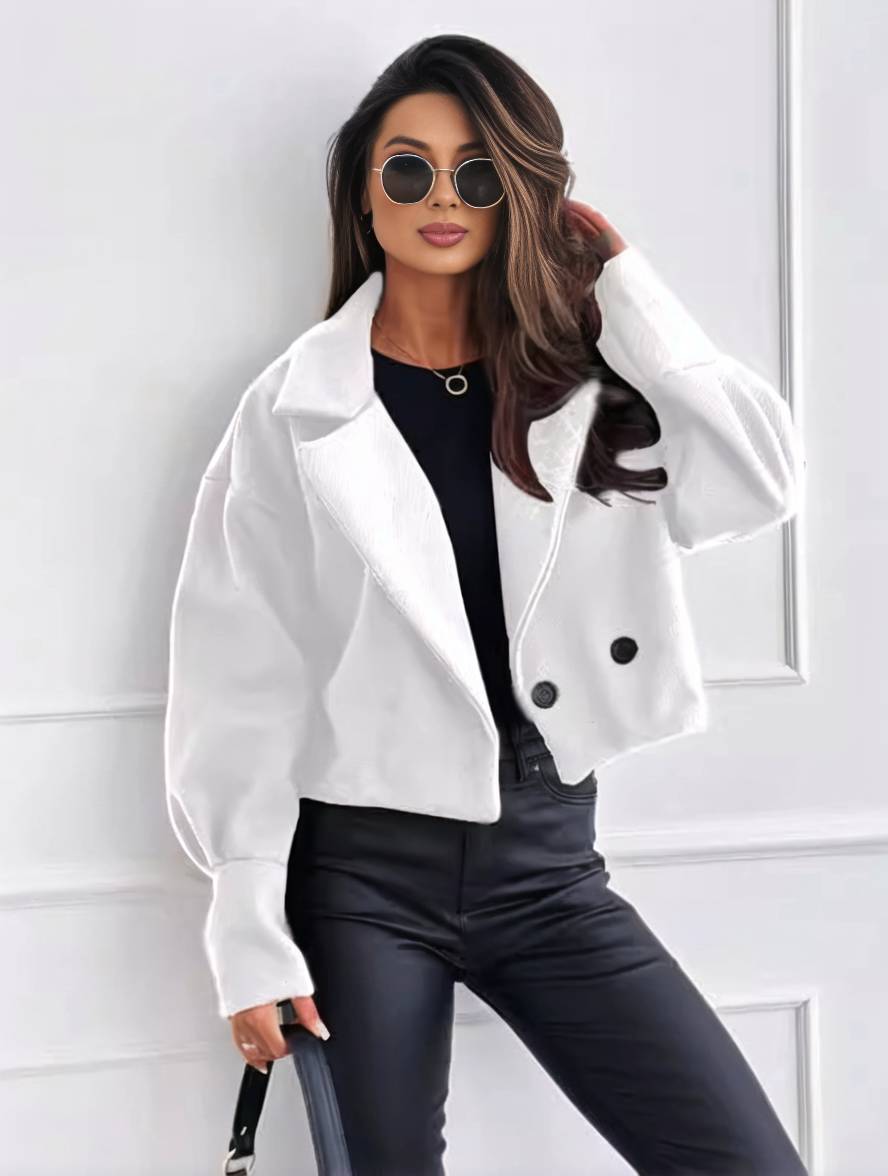 Cocolii veste unicolore boutons manches bishop femme ¨¦l¨¦gant d¨¦contract¨¦ mode casual manteau