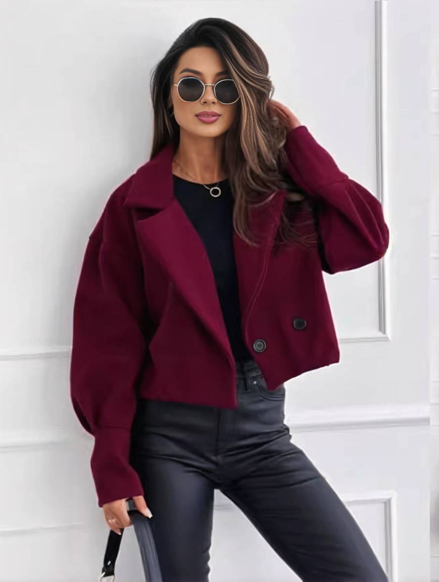 Cocolii veste unicolore boutons manches bishop femme ¨¦l¨¦gant d¨¦contract¨¦ mode casual manteau