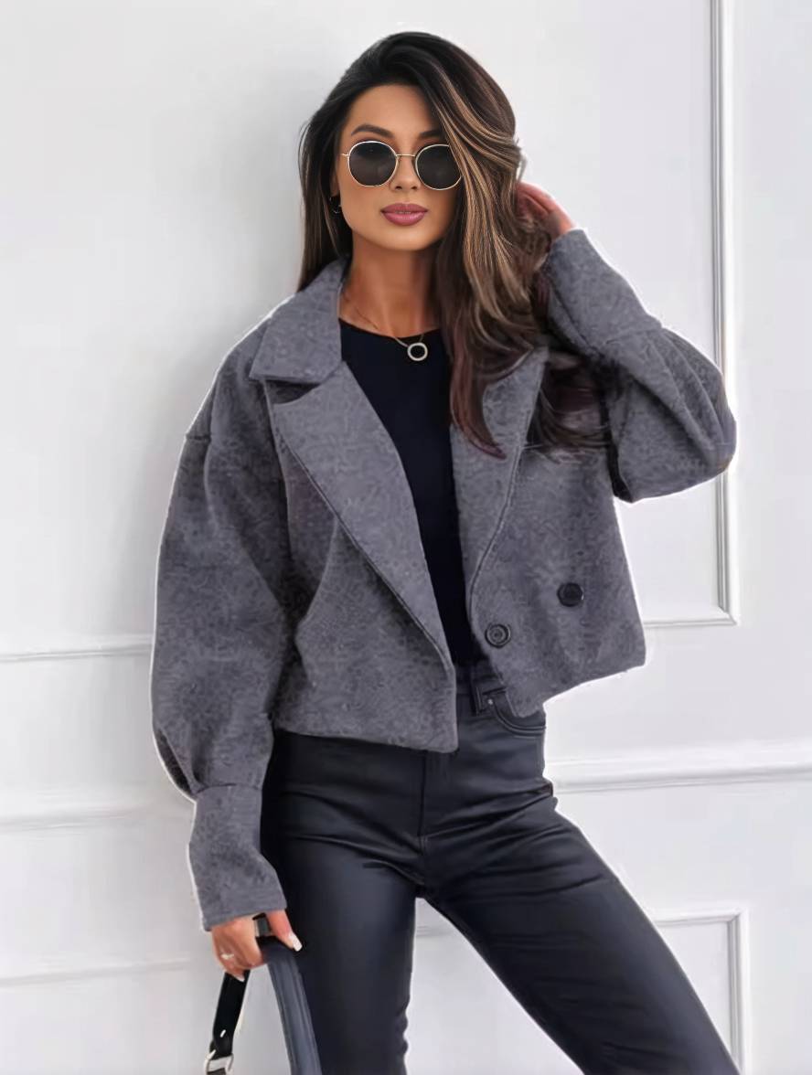 Cocolii veste unicolore boutons manches bishop femme ¨¦l¨¦gant d¨¦contract¨¦ mode casual manteau