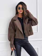 Cocolii veste unicolore boutons manches bishop femme ¨¦l¨¦gant d¨¦contract¨¦ mode casual manteau