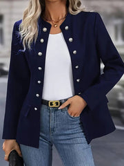 Cocolii veste officier double boutonnage poches col montant manches longues femme d¨¦contract¨¦ mode
