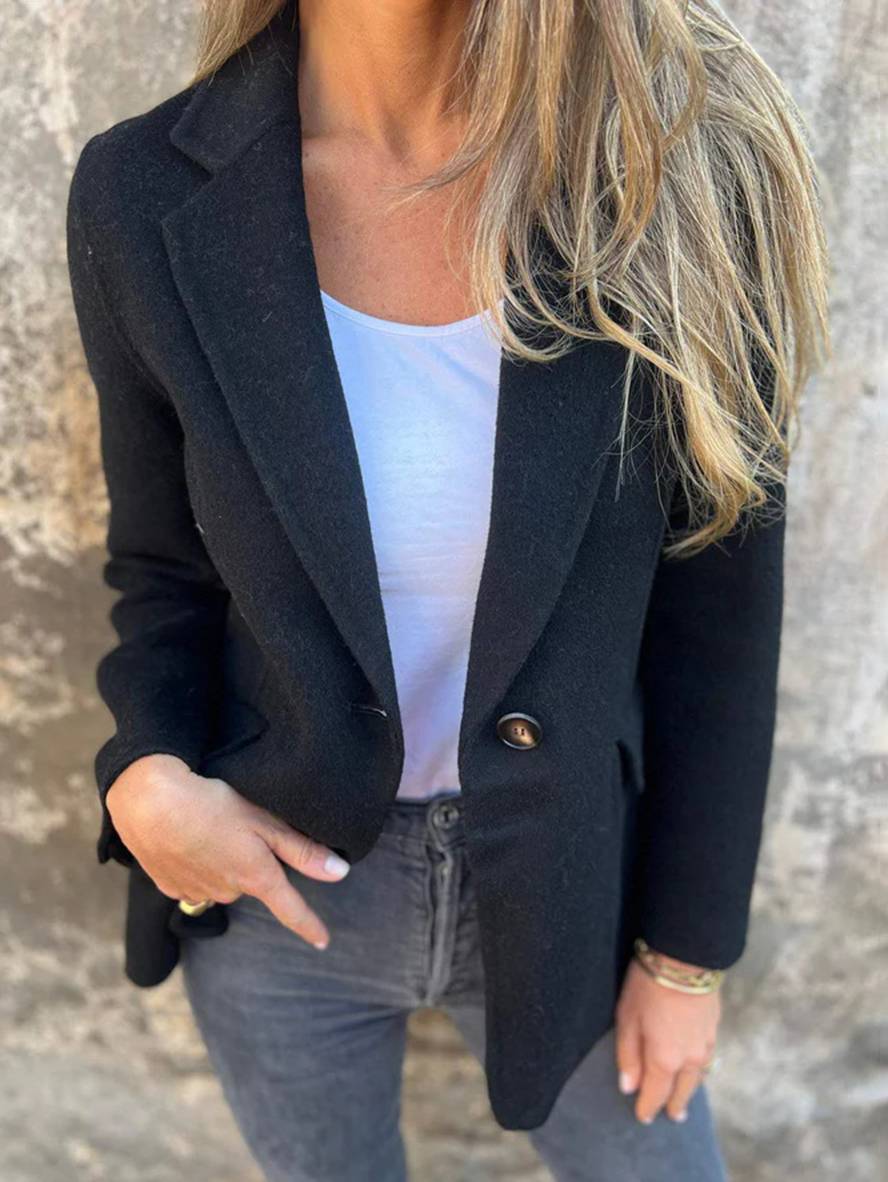 Cocolii veste unicolore boutons manches longues femme ¨¦l¨¦gant d¨¦contract¨¦ mode manteau blazer