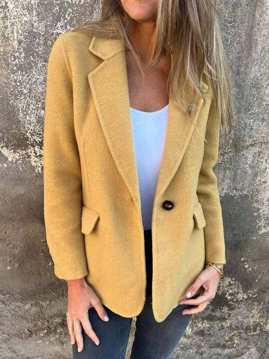 Cocolii veste unicolore boutons manches longues femme ¨¦l¨¦gant d¨¦contract¨¦ mode manteau blazer
