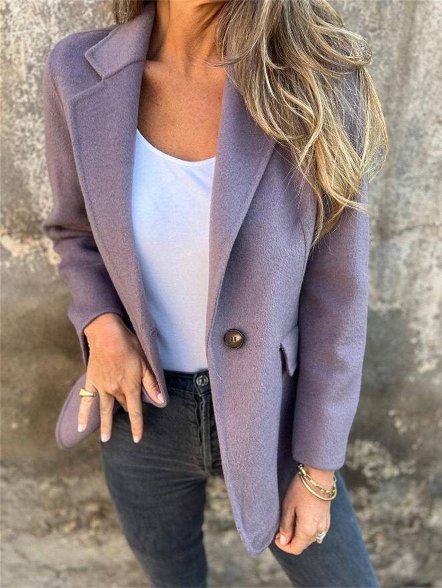 Cocolii veste unicolore boutons manches longues femme ¨¦l¨¦gant d¨¦contract¨¦ mode manteau blazer