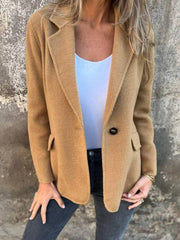 Cocolii veste unicolore boutons manches longues femme ¨¦l¨¦gant d¨¦contract¨¦ mode manteau blazer