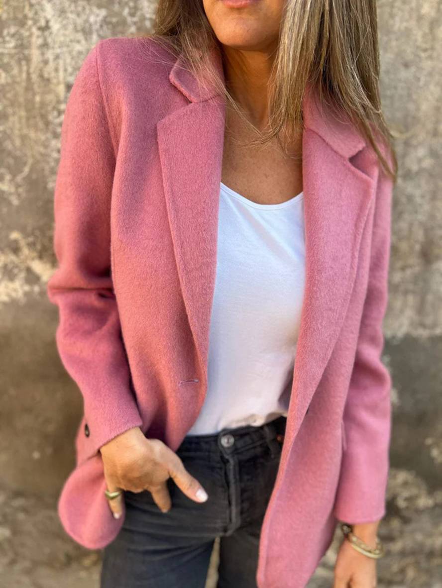 Cocolii veste unicolore boutons manches longues femme ¨¦l¨¦gant d¨¦contract¨¦ mode manteau blazer