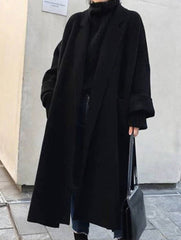 Cocolii longue manteau en laine fendu le c?t¨¦ ceinture oversized femme ¨¦l¨¦gant veste