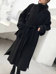 Cocolii longue manteau en laine fendu le c?t¨¦ ceinture oversized femme ¨¦l¨¦gant veste