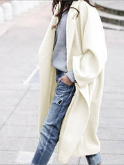 Cocolii longue manteau en laine boutons poches col revers manches longues femme ¨¦l¨¦gant mode hiver blouson