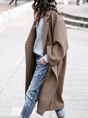 Cocolii longue manteau en laine boutons poches col revers manches longues femme ¨¦l¨¦gant mode hiver blouson