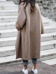 Cocolii longue manteau en laine boutons poches col revers manches longues femme ¨¦l¨¦gant mode hiver blouson