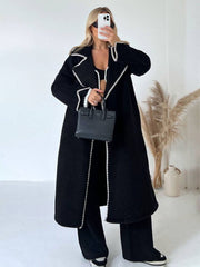 Cocolii longue manteau en laine col revers manches longues femme ¨¦l¨¦gant ample oversized veste