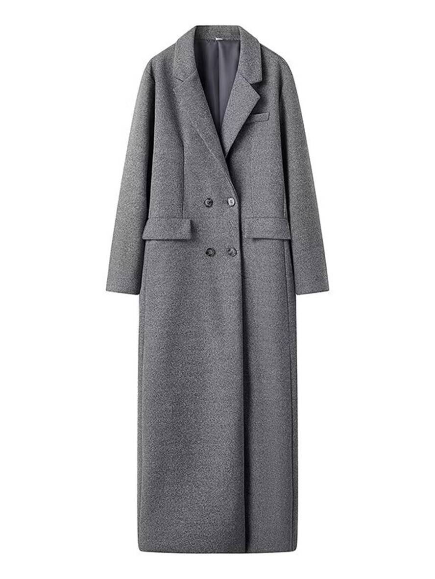 longue manteau caban double boutonnage poches col revers manches longues femme d¨¦contract¨¦ oversized manteau chin¨¦