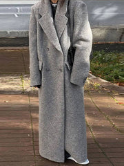 longue manteau caban double boutonnage poches col revers manches longues femme d¨¦contract¨¦ oversized manteau chin¨¦