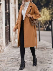 Cocolii longue manteau en laine double boutonnage poches ceinture col revers femme ¨¦l¨¦gant d¨¦contract¨¦ ample veste caban
