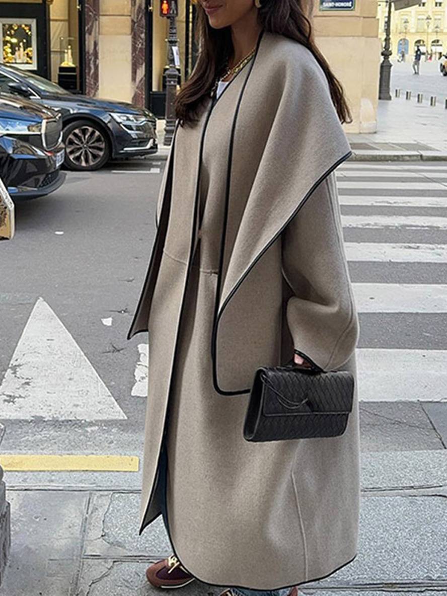 Cocolii longue manteau en laine avec foulard boutons poches manches longues femme ¨¦l¨¦gant d¨¦contract¨¦ oversized veste
