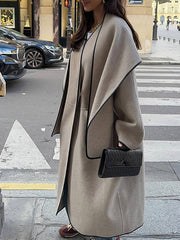 Cocolii longue manteau en laine avec foulard boutons poches manches longues femme ¨¦l¨¦gant d¨¦contract¨¦ oversized veste