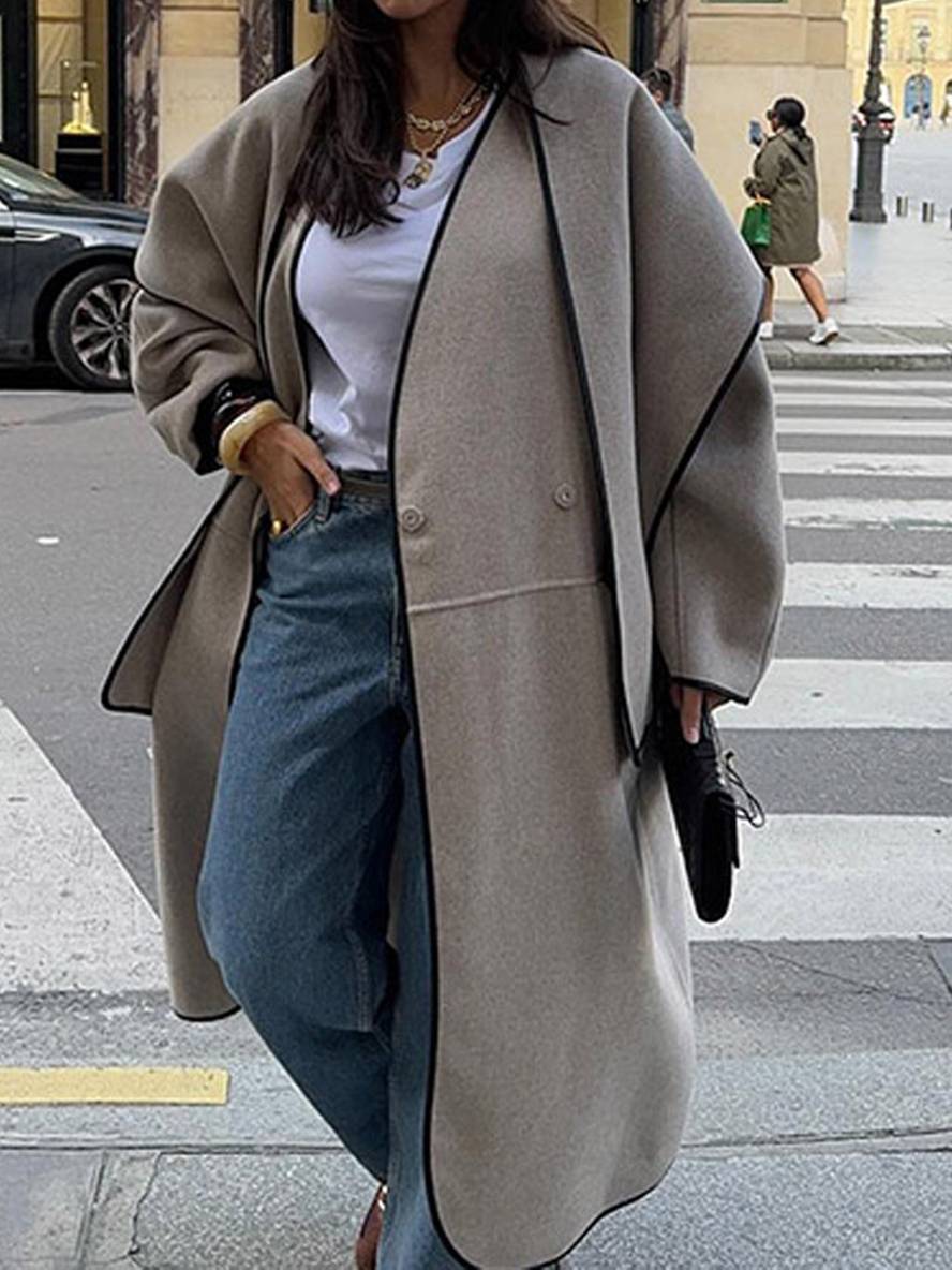 Cocolii longue manteau en laine avec foulard boutons poches manches longues femme ¨¦l¨¦gant d¨¦contract¨¦ oversized veste