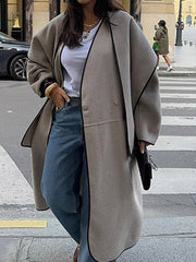Cocolii longue manteau en laine avec foulard boutons poches manches longues femme ¨¦l¨¦gant d¨¦contract¨¦ oversized veste