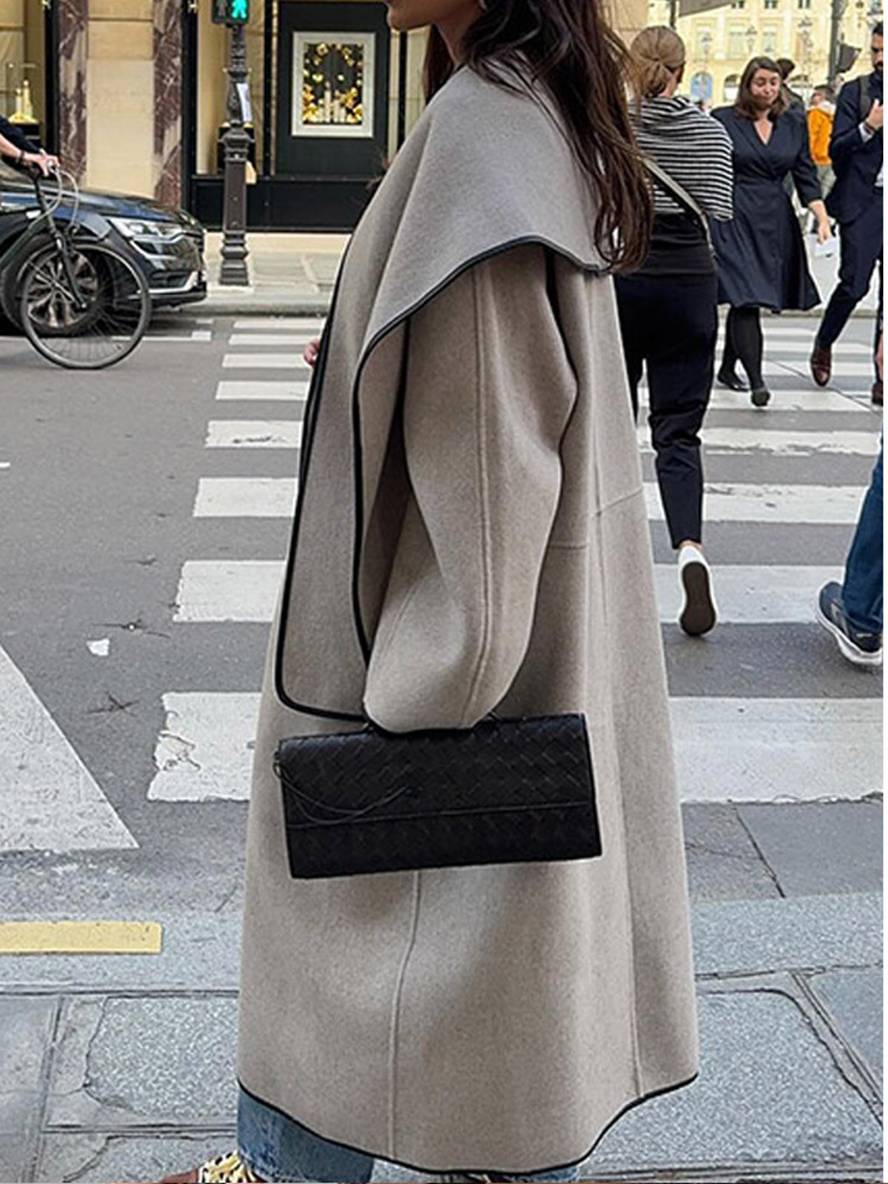 Cocolii longue manteau en laine avec foulard boutons poches manches longues femme ¨¦l¨¦gant d¨¦contract¨¦ oversized veste