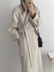 Cocolii longue manteau en laine col revers ceinture poches manches longues femme ¨¦l¨¦gant d¨¦contract¨¦ oversized hiver blouson
