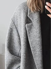 Cocolii longue manteau en laine unicolore boutons poches col revers ¨¦paule tombante femme ¨¦l¨¦gant d¨¦contract¨¦ ample blouson