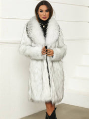 Cocolii longue manteau en fausse fourrure poches fausse fourrure col manches longues femme d¨¦contract¨¦ ample hiver blouson