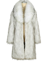 Cocolii longue manteau en fausse fourrure poches fausse fourrure col manches longues femme d¨¦contract¨¦ ample hiver blouson