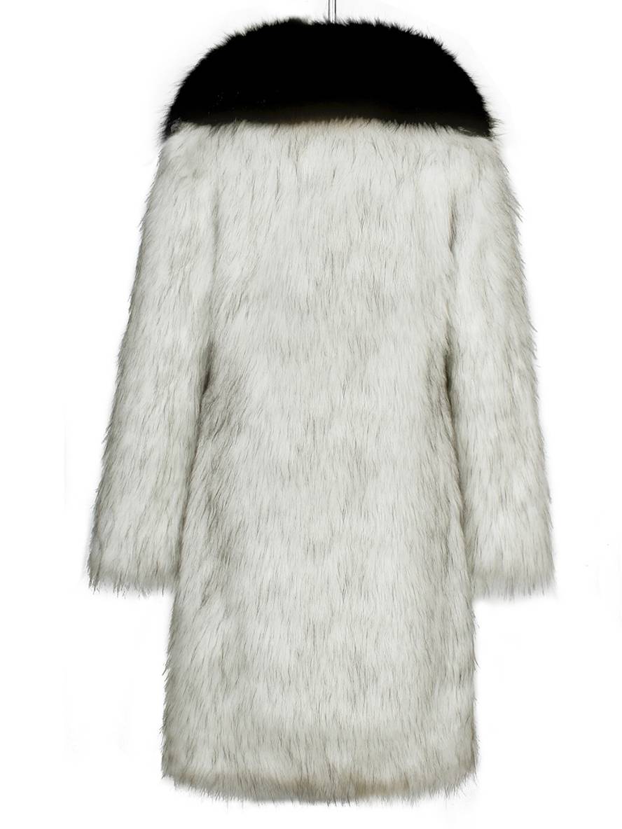 Cocolii longue manteau en fausse fourrure poches fausse fourrure col manches longues femme d¨¦contract¨¦ ample hiver blouson