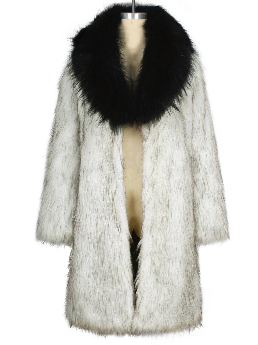 Cocolii longue manteau en fausse fourrure poches fausse fourrure col manches longues femme d¨¦contract¨¦ ample hiver blouson