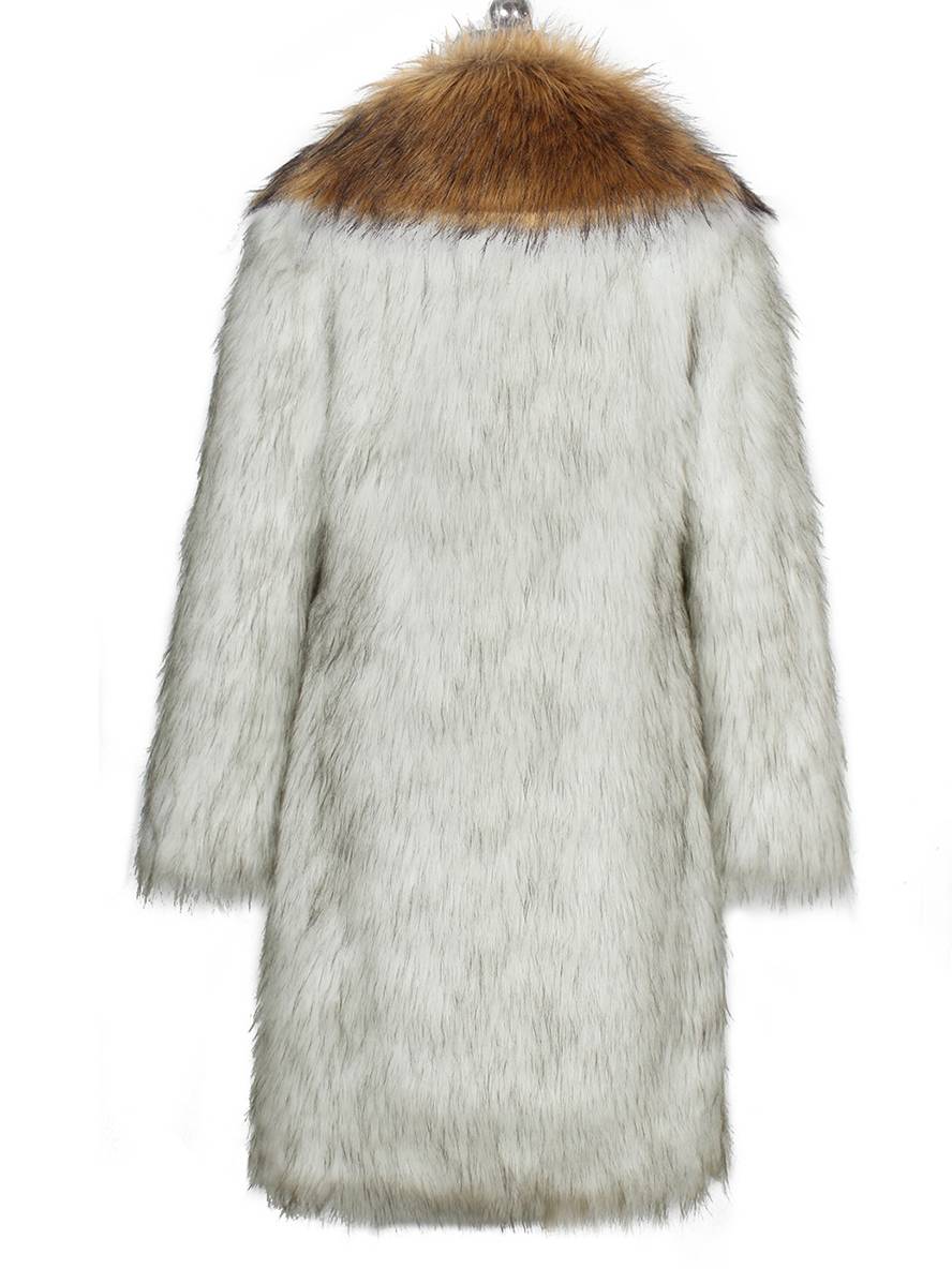 Cocolii longue manteau en fausse fourrure poches fausse fourrure col manches longues femme d¨¦contract¨¦ ample hiver blouson