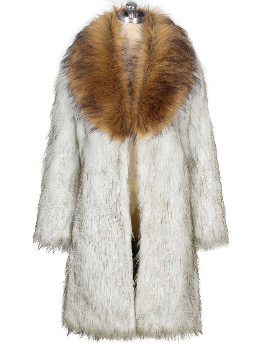 Cocolii longue manteau en fausse fourrure poches fausse fourrure col manches longues femme d¨¦contract¨¦ ample hiver blouson