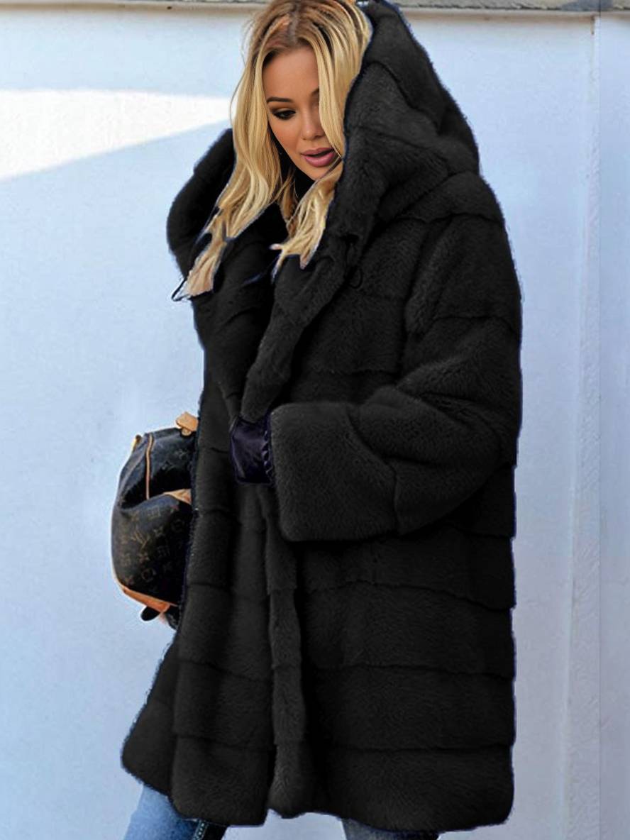 Cocolii longue manteau en fausse fourrure ¨¤ capuche manches longues femme ¨¦l¨¦gant d¨¦contract¨¦ oversized hiver veste