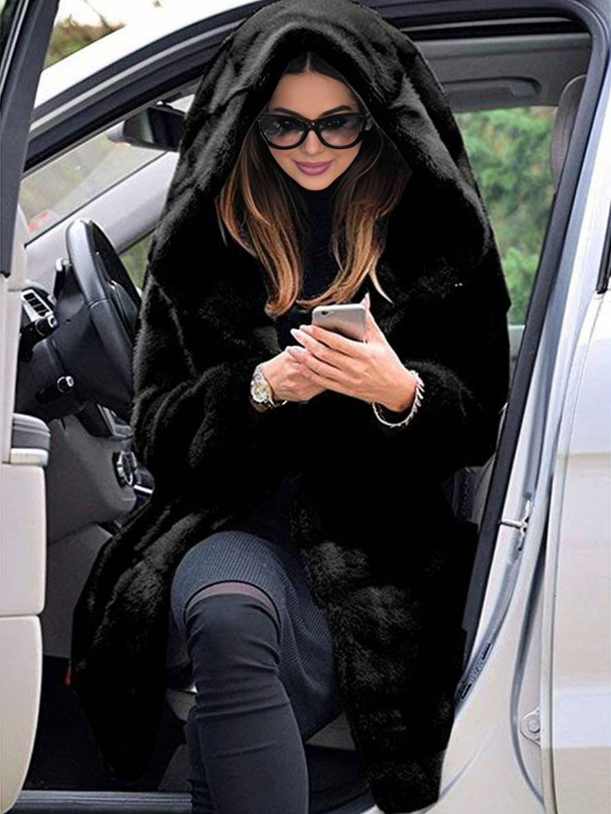 Cocolii longue manteau en fausse fourrure ¨¤ capuche manches longues femme ¨¦l¨¦gant d¨¦contract¨¦ oversized hiver veste