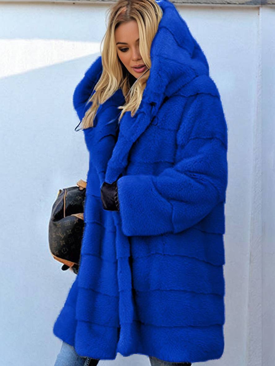 Cocolii longue manteau en fausse fourrure ¨¤ capuche manches longues femme ¨¦l¨¦gant d¨¦contract¨¦ oversized hiver veste