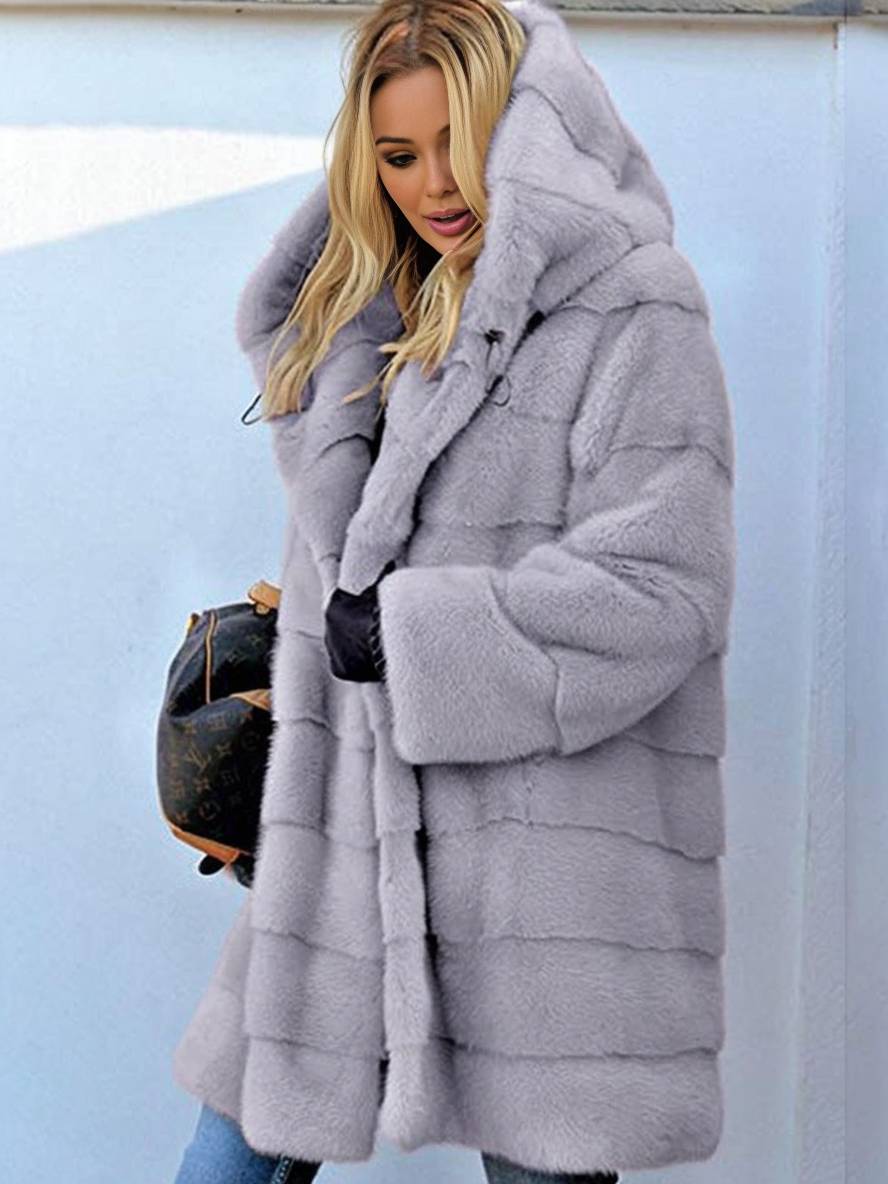 Cocolii longue manteau en fausse fourrure ¨¤ capuche manches longues femme ¨¦l¨¦gant d¨¦contract¨¦ oversized hiver veste