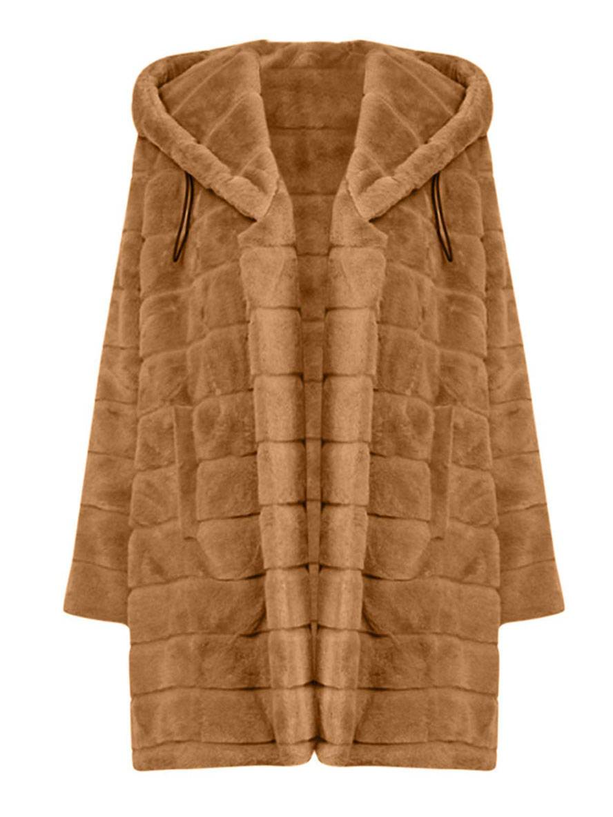 Cocolii longue manteau en fausse fourrure ¨¤ capuche manches longues femme ¨¦l¨¦gant d¨¦contract¨¦ oversized hiver veste