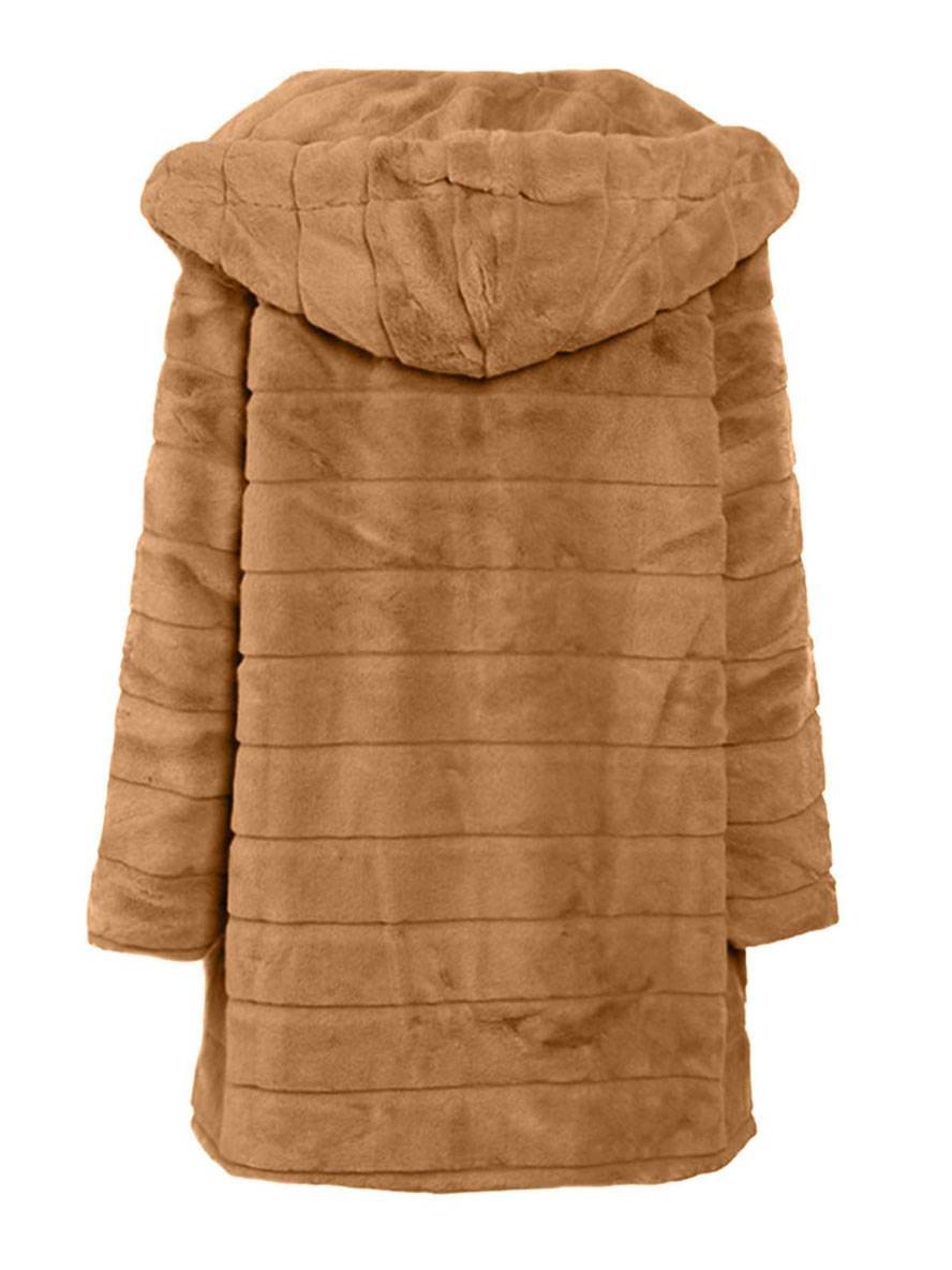 Cocolii longue manteau en fausse fourrure ¨¤ capuche manches longues femme ¨¦l¨¦gant d¨¦contract¨¦ oversized hiver veste