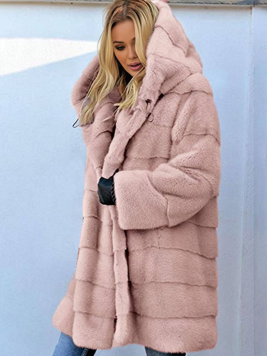 Cocolii longue manteau en fausse fourrure ¨¤ capuche manches longues femme ¨¦l¨¦gant d¨¦contract¨¦ oversized hiver veste