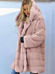 Cocolii longue manteau en fausse fourrure ¨¤ capuche manches longues femme ¨¦l¨¦gant d¨¦contract¨¦ oversized hiver veste