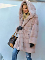 Cocolii longue manteau en fausse fourrure ¨¤ capuche manches longues femme ¨¦l¨¦gant d¨¦contract¨¦ oversized hiver veste