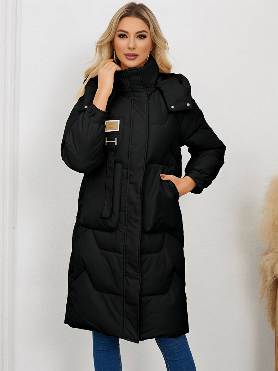 Cocolii longue manteau doudoune unicolore col montant fermeture ¨¦clair boutonnage poches femme ¨¦l¨¦gant d¨¦contract¨¦ veste