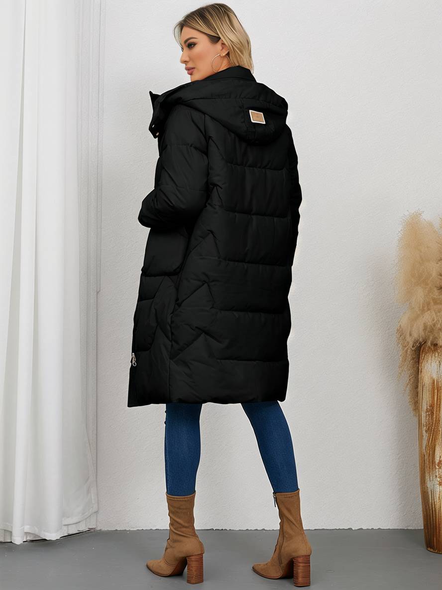 Cocolii longue manteau doudoune unicolore col montant fermeture ¨¦clair boutonnage poches femme ¨¦l¨¦gant d¨¦contract¨¦ veste