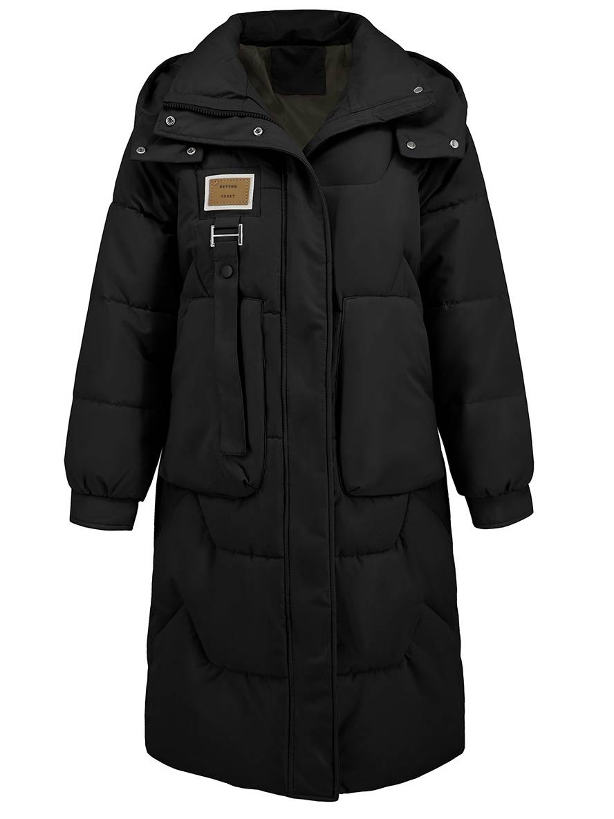 Cocolii longue manteau doudoune unicolore col montant fermeture ¨¦clair boutonnage poches femme ¨¦l¨¦gant d¨¦contract¨¦ veste